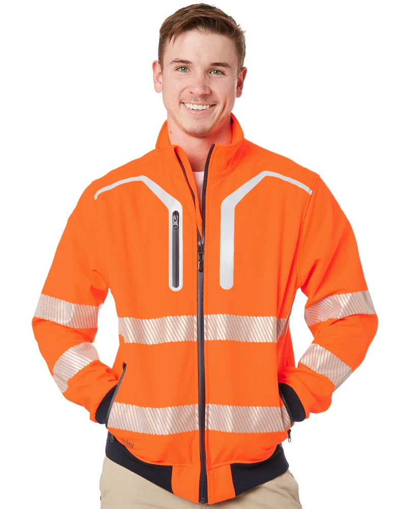 Bisley Taped Hi Vis Soft Shell Bomber Jacket - Orange 3 Bisley Taped Hi Vis Soft Shell Bomber Jacket - Orange
