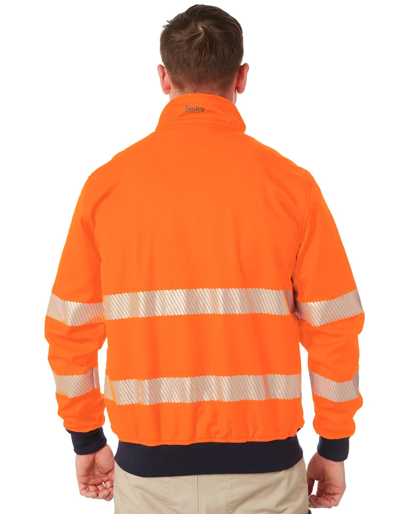 Bisley Taped Hi Vis Soft Shell Bomber Jacket - Orange 6 Bisley Taped Hi Vis Soft Shell Bomber Jacket - Orange - Image 4