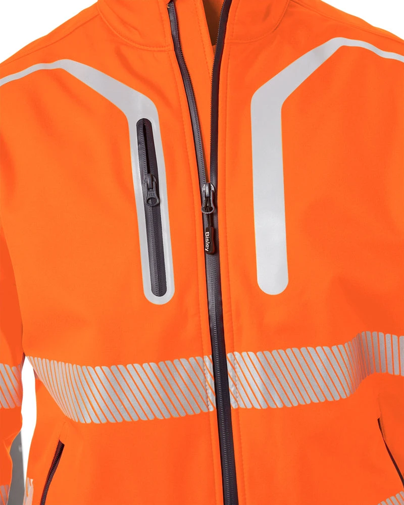 Bisley Taped Hi Vis Soft Shell Bomber Jacket - Orange 7 Bisley Taped Hi Vis Soft Shell Bomber Jacket - Orange - Image 5