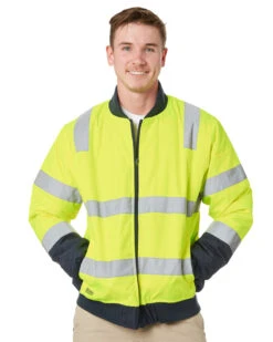 Bisley Taped Two Tone Hi Vis Bomber Jacket - Yellow/Navy