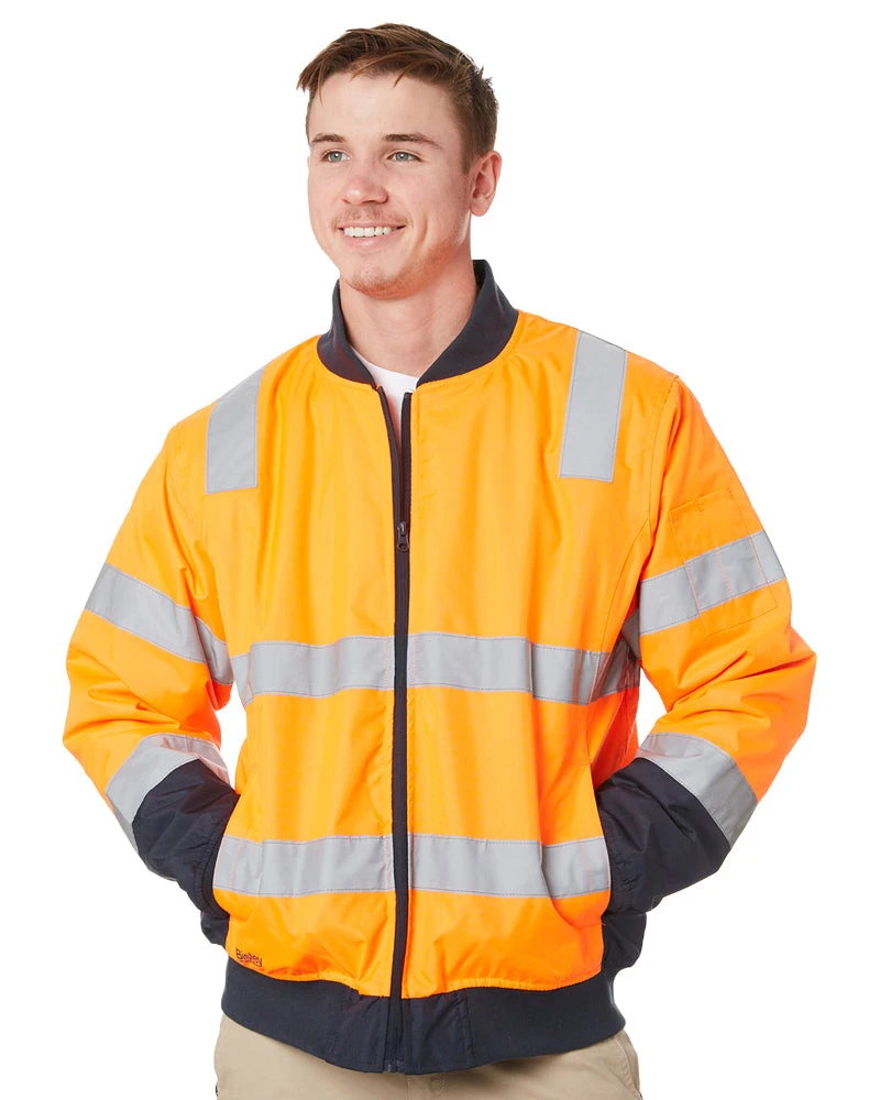 Bisley Taped Two Tone Hi Vis Bomber Jacket - Orange/Navy 3 Bisley Taped Two Tone Hi Vis Bomber Jacket - Orange/Navy