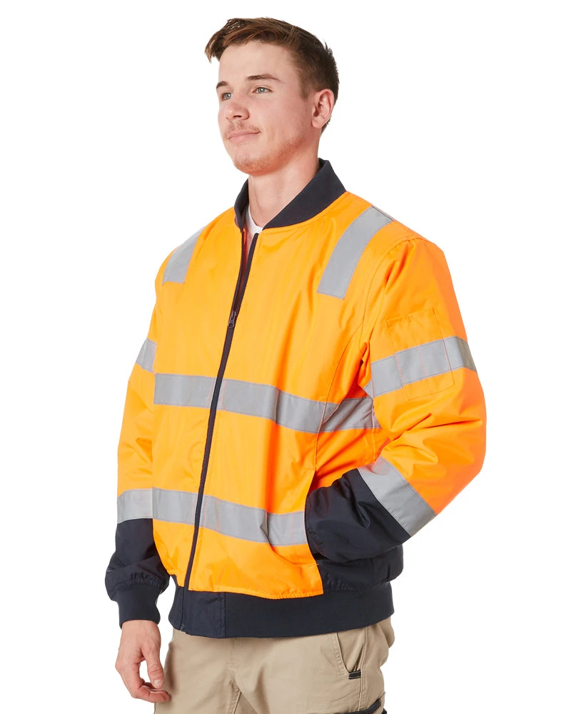 Bisley Taped Two Tone Hi Vis Bomber Jacket - Orange/Navy 5 Bisley Taped Two Tone Hi Vis Bomber Jacket - Orange/Navy - Image 3