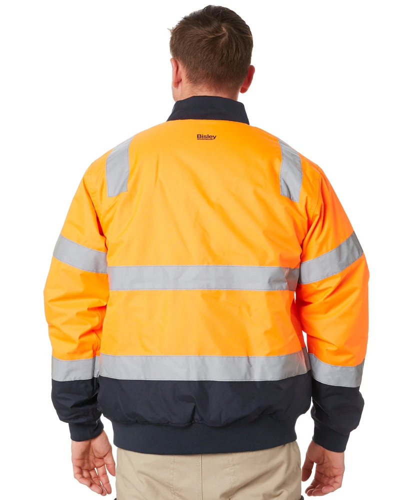 Bisley Taped Two Tone Hi Vis Bomber Jacket - Orange/Navy 6 Bisley Taped Two Tone Hi Vis Bomber Jacket - Orange/Navy - Image 4