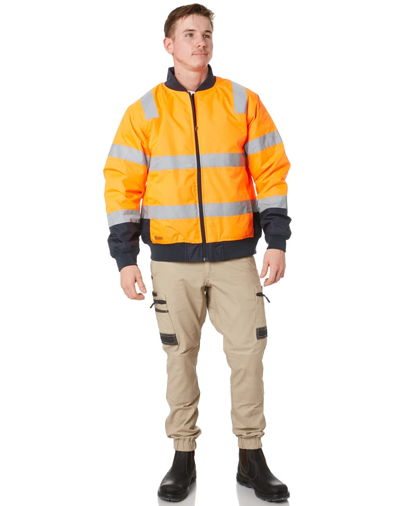 Bisley Taped Two Tone Hi Vis Bomber Jacket - Orange/Navy 4 Bisley Taped Two Tone Hi Vis Bomber Jacket - Orange/Navy - Image 2