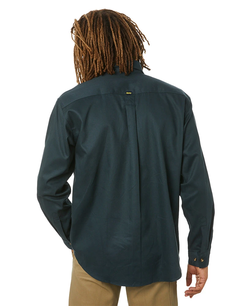 Bisley Closed Front Mens Cotton Drill LS Shirt - Green 6 Bisley Closed Front Mens Cotton Drill LS Shirt - Green - Image 4