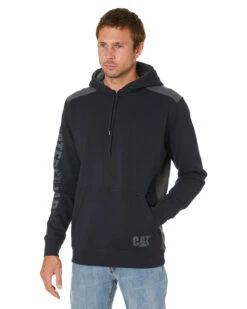 CATerpillar Logo Panel Hooded Sweatshirt - Navy