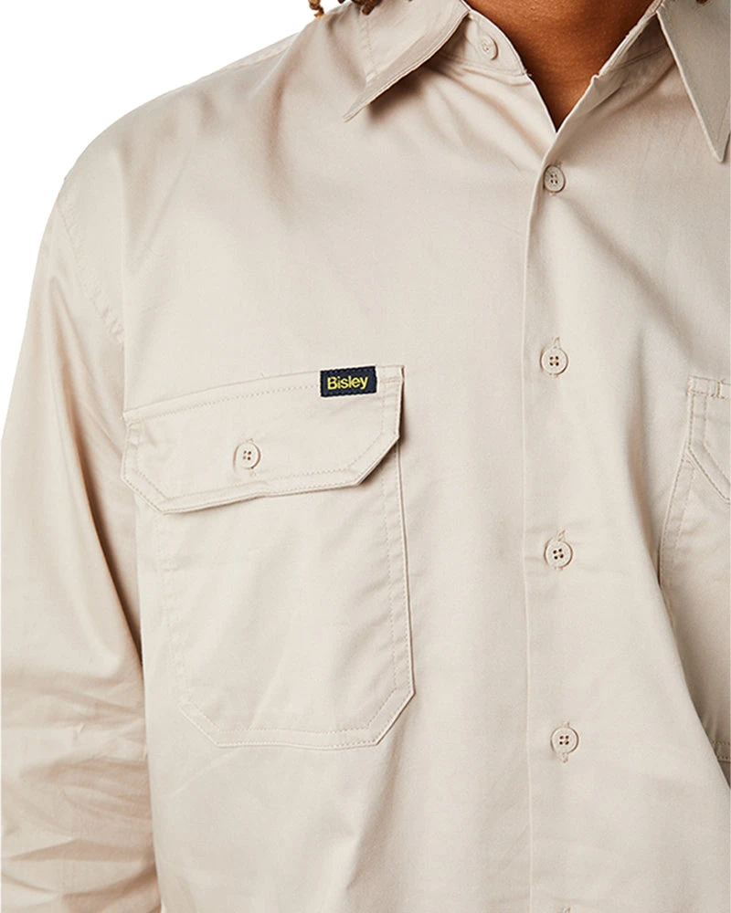 Bisley Cool Lightweight Drill Shirt LS - Sand 7 Bisley Cool Lightweight Drill Shirt LS - Sand - Image 5