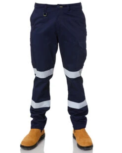 Bisley Taped Biomotion Stretch Cotton Drill Cargo Pants - Navy