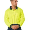 Hi Vis Cool Breathe Polo Shirt LS - Yellow/Navy -Cheap Bisley || CATerpillar || UNIT Store 20a 4