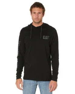 CATerpillar UPF Hooded Banner LS Tee - Black