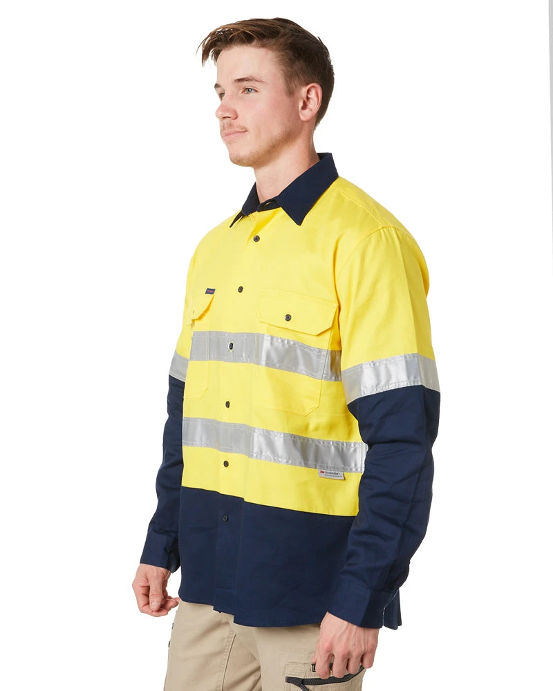 Open Front LS Shirt With 3M Tape - Yellow/Navy 5 Open Front LS Shirt With 3M Tape - Yellow/Navy - Image 3