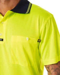 Basic Airwear Polo Shirt SS - Yellow/Navy -Cheap Bisley || CATerpillar || UNIT Store 21d 4