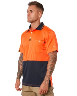 Basic Airwear Polo Shirt SS - Orange/Navy -Cheap Bisley || CATerpillar || UNIT Store 22b 4