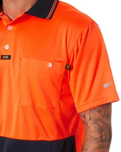 Basic Airwear Polo Shirt SS - Orange/Navy -Cheap Bisley || CATerpillar || UNIT Store 22d 4