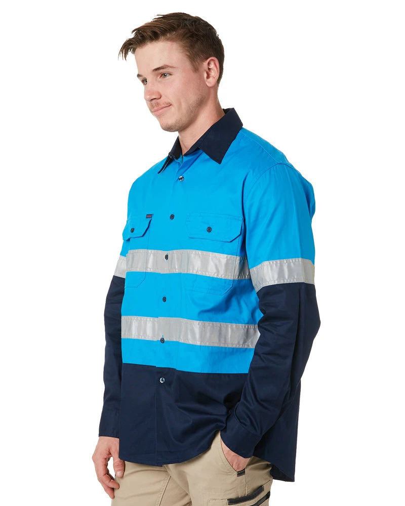 Vented Open Front LW LS Shirt 3M Tape - Blue/Navy 5 Vented Open Front LW LS Shirt 3M Tape - Blue/Navy - Image 3