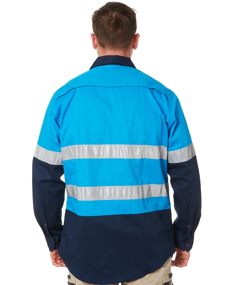 Vented Open Front LW LS Shirt 3M Tape - Blue/Navy 6 Vented Open Front LW LS Shirt 3M Tape - Blue/Navy - Image 4