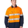 Open Front LS Shirt With 3M Tape - Orange/Navy -Cheap Bisley || CATerpillar || UNIT Store 24a