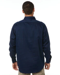 Closed Front Cotton Drill Shirt Long Sleeve - Navy -Cheap Bisley || CATerpillar || UNIT Store 3204 navy 05