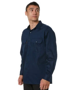 Cool-Breeze Work Shirt Long Sleeve - Navy -Cheap Bisley || CATerpillar || UNIT Store 3208 navy 03