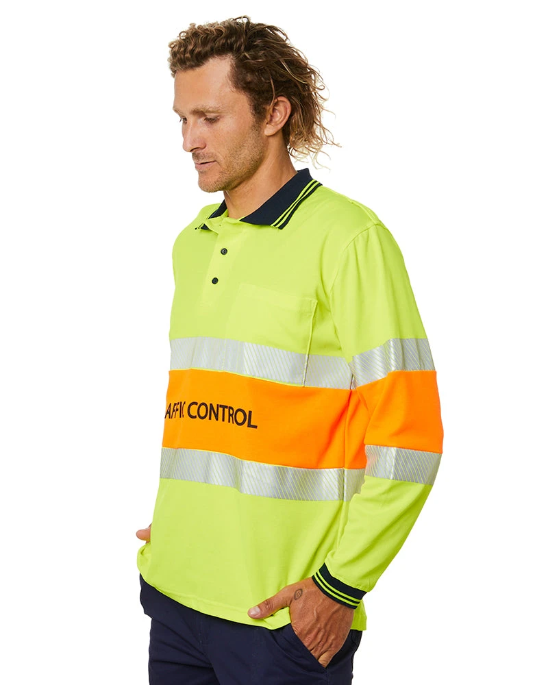 Traffic Control LS Taped Polo Shirt - Yellow/Orange 5 Traffic Control LS Taped Polo Shirt - Yellow/Orange - Image 3