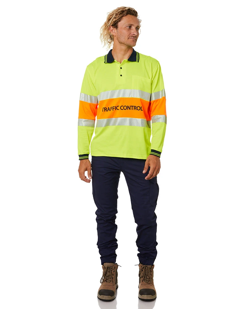 Traffic Control LS Taped Polo Shirt - Yellow/Orange 4 Traffic Control LS Taped Polo Shirt - Yellow/Orange - Image 2