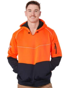 Xenon Hi Vis Fleece Hoodie - Orange/Navy