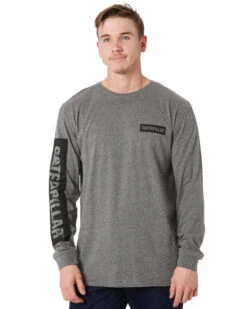 CATerpillar Icon Block LS Tee - Dark Heather Grey