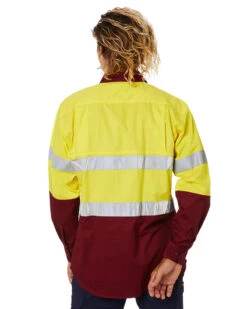 Hi Vis Taped Lightweight Cotton Shirt LS (3 Pack) - Yellow/Maroon -Cheap Bisley || CATerpillar || UNIT Store 41c ccf83ac2 58a1 4461 85b7 27c1ee59be96