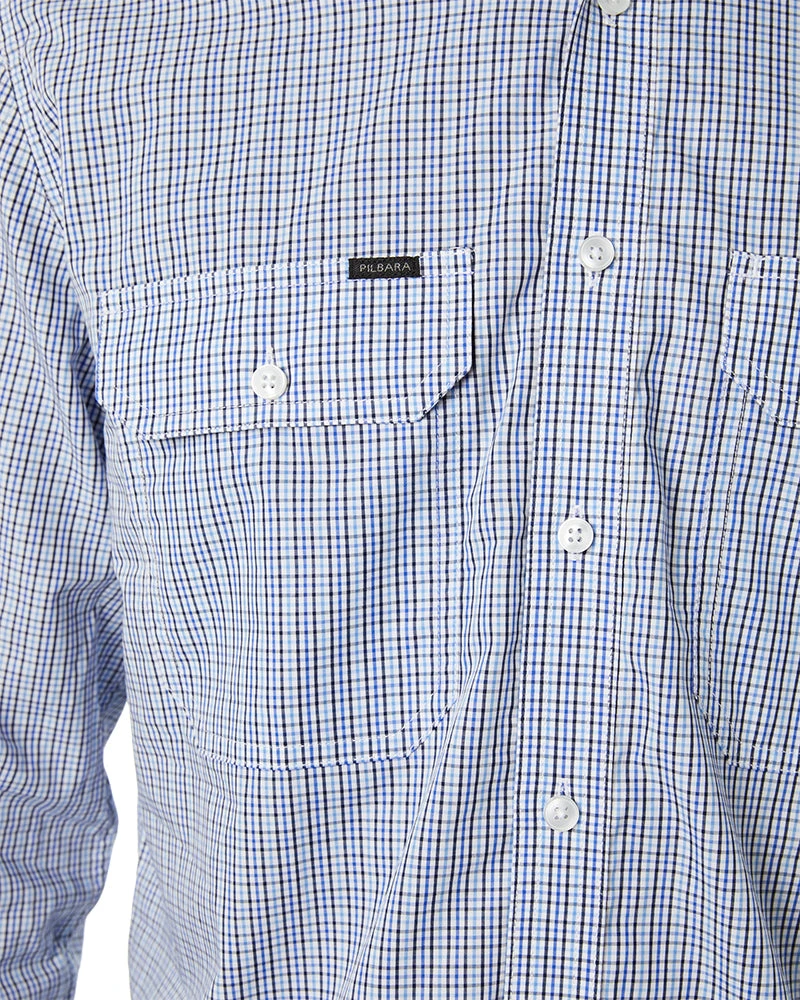 LS Shirt YD Check Dual Pocket - Royal/Blue/Black/White 7 LS Shirt YD Check Dual Pocket - Royal/Blue/Black/White - Image 5