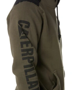 CATerpillar Logo Panel Hooded Sweatshirt - Army Moss -Cheap Bisley || CATerpillar || UNIT Store 49d