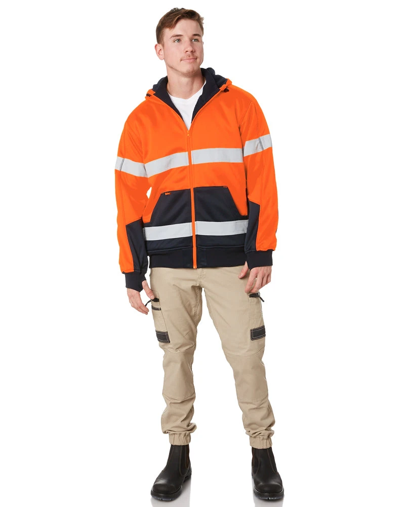 Bisley Hi Vis Fleece Hoodie With Sherpa Lining - Orange/Navy 4 Bisley Hi Vis Fleece Hoodie With Sherpa Lining - Orange/Navy - Image 2