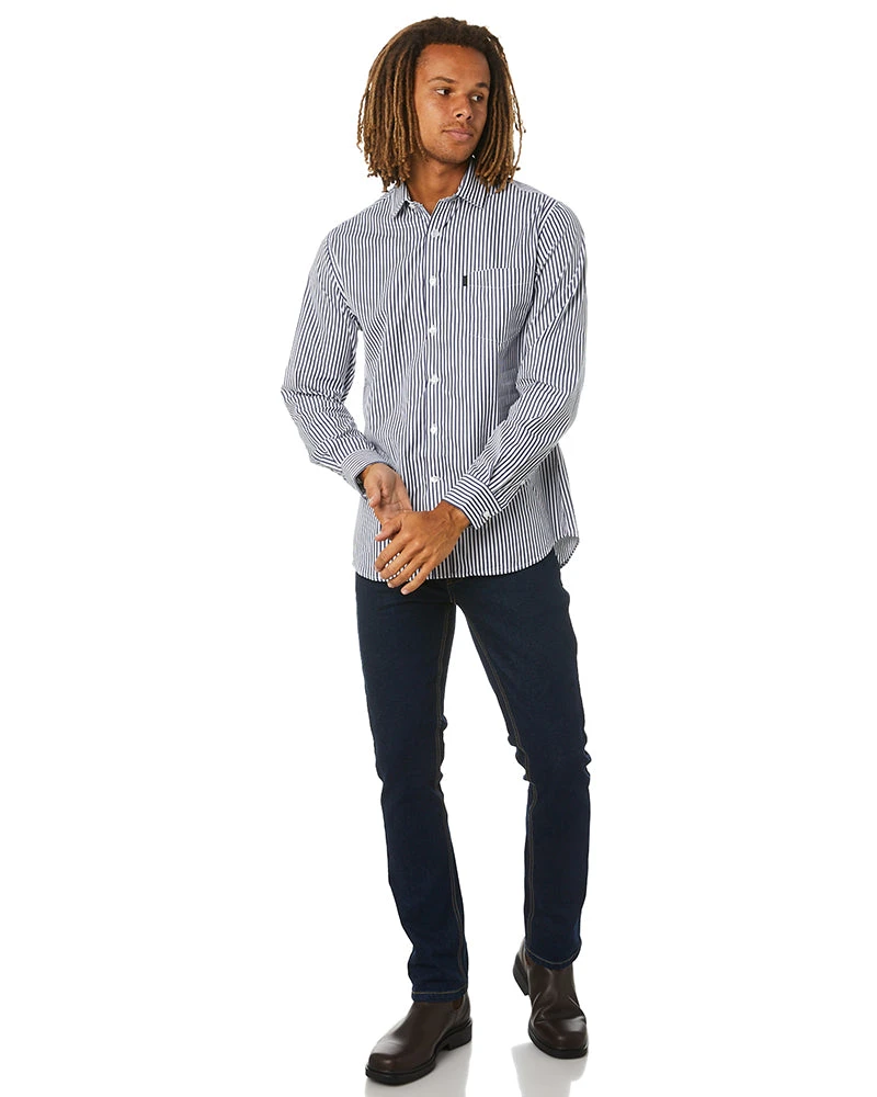 LS Shirt With Single Pocket - Navy/White 4 LS Shirt With Single Pocket - Navy/White - Image 2