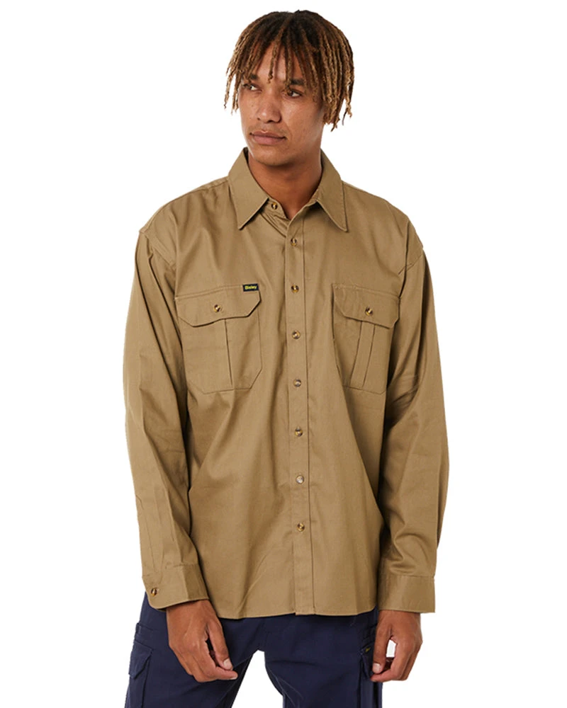 Bisley Original Cotton Drill LS Shirt - Khaki 3 Bisley Original Cotton Drill LS Shirt - Khaki