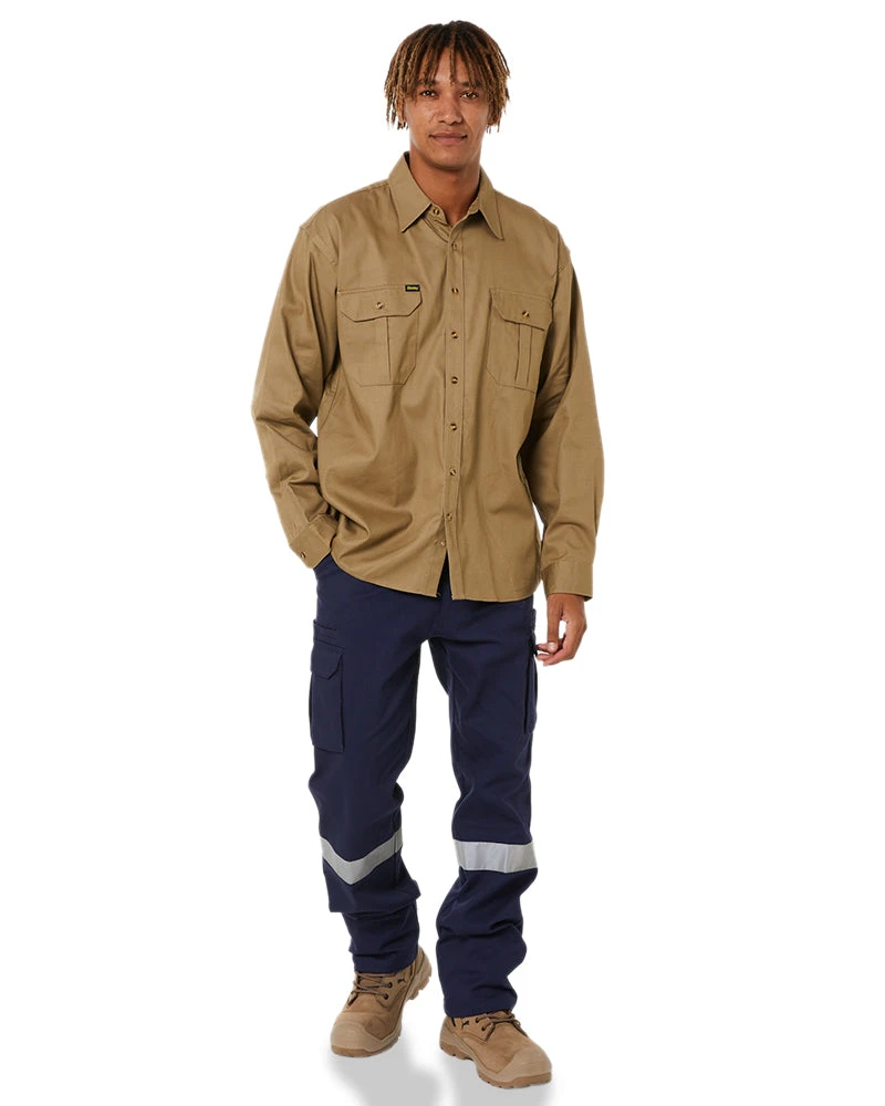 Bisley Original Cotton Drill LS Shirt - Khaki 4 Bisley Original Cotton Drill LS Shirt - Khaki - Image 2