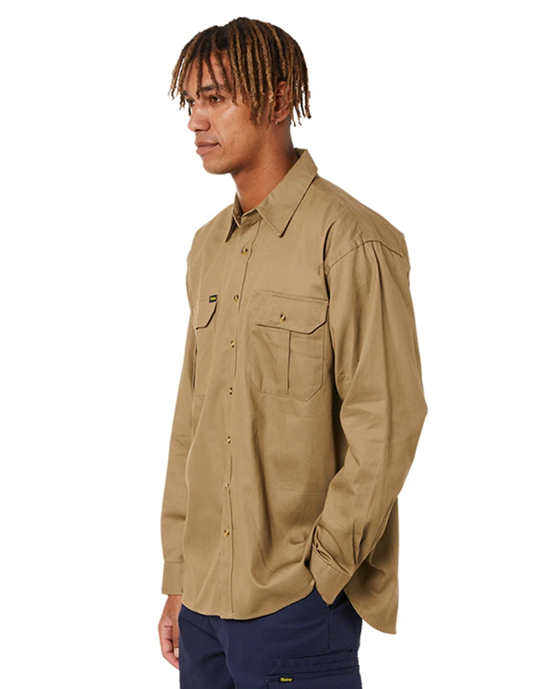 Bisley Original Cotton Drill LS Shirt - Khaki 5 Bisley Original Cotton Drill LS Shirt - Khaki - Image 3