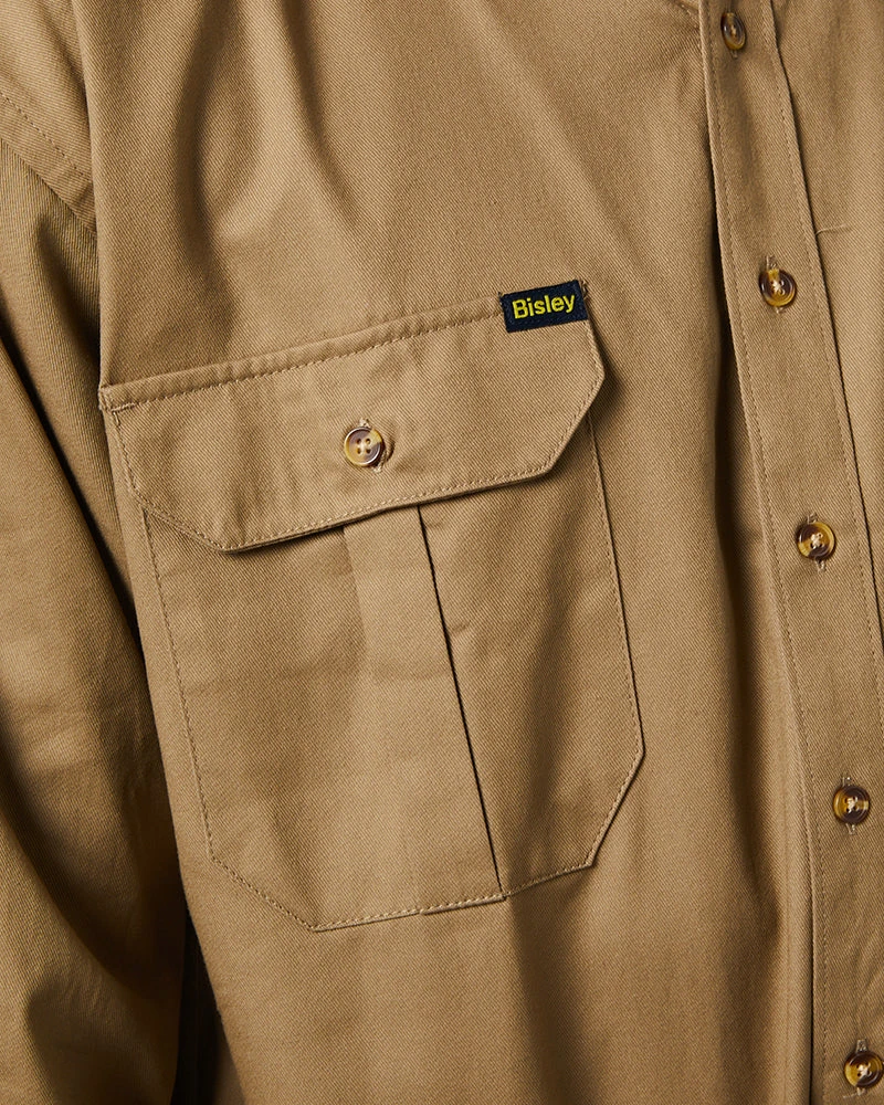 Bisley Original Cotton Drill LS Shirt - Khaki 7 Bisley Original Cotton Drill LS Shirt - Khaki - Image 5