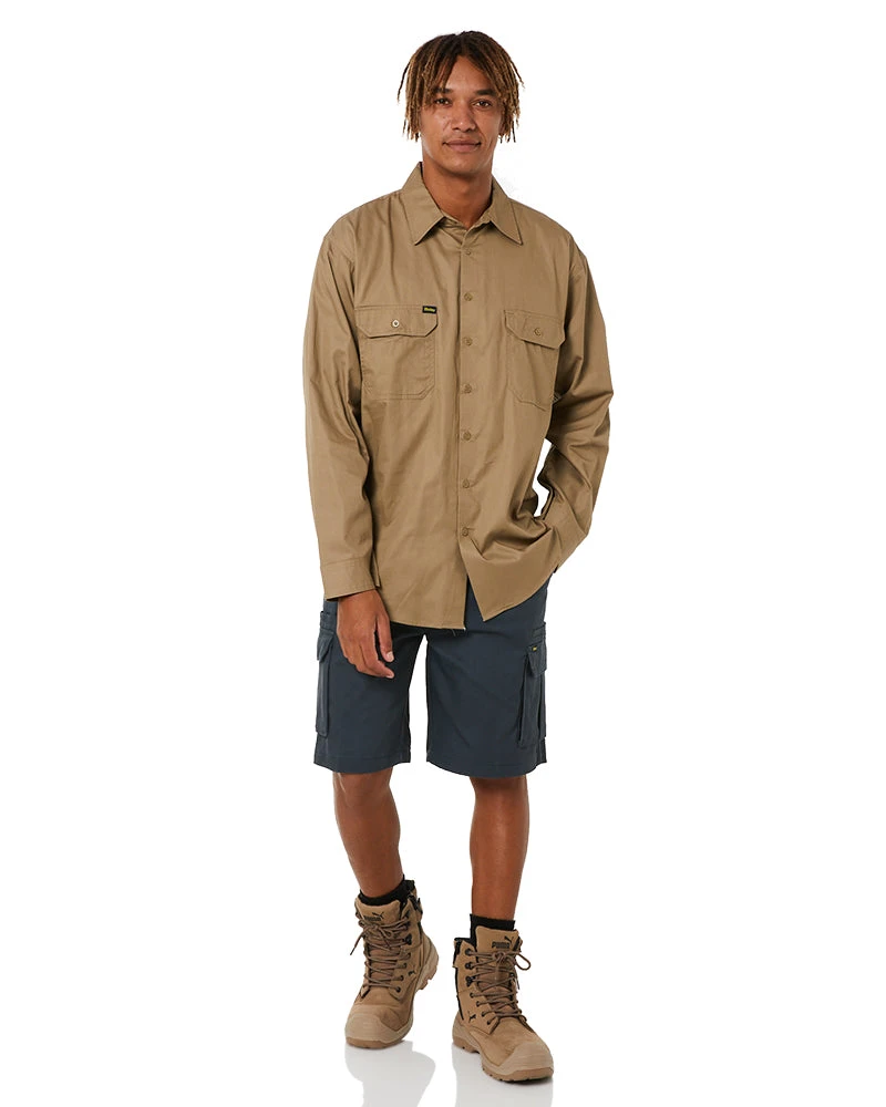 Bisley Cool Lightweight Drill Shirt LS - Khaki 4 Bisley Cool Lightweight Drill Shirt LS - Khaki - Image 2