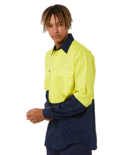 Bisley Cool Lightweight Drill Shirt LS - Yellow/Navy 9 Bisley Cool Lightweight Drill Shirt LS - Yellow/Navy -Cheap Bisley || CATerpillar || UNIT Store BS6895 yellow navy 03