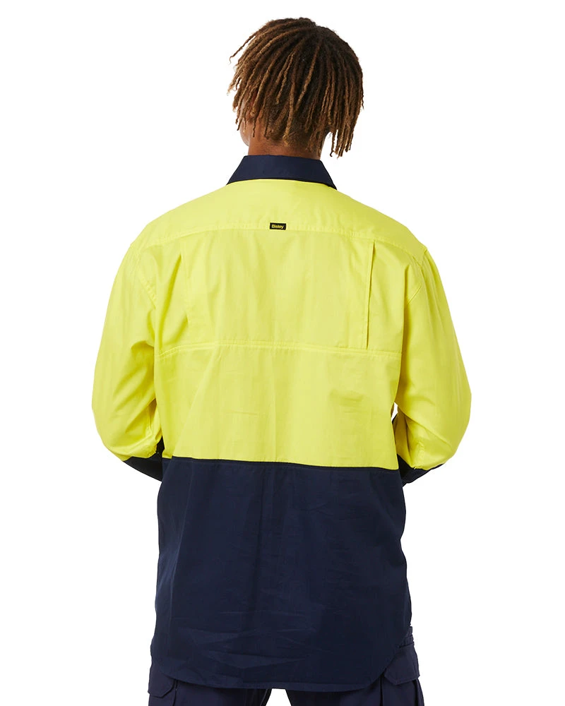 Bisley Cool Lightweight Drill Shirt LS - Yellow/Navy 6 Bisley Cool Lightweight Drill Shirt LS - Yellow/Navy - Image 4