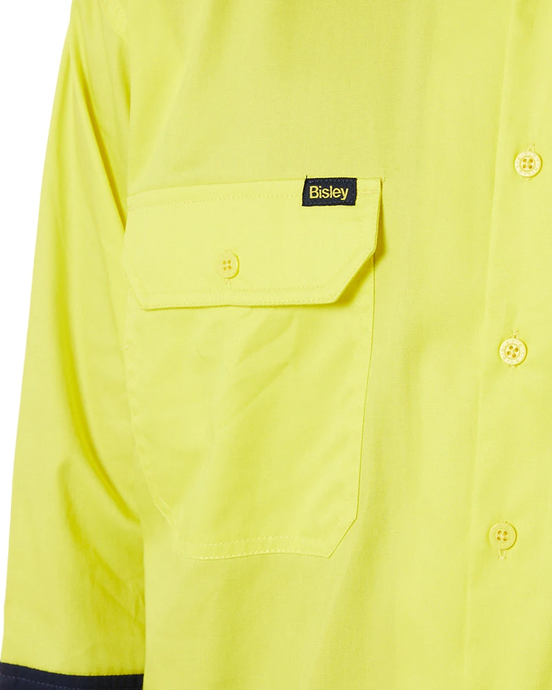 Bisley Cool Lightweight Drill Shirt LS - Yellow/Navy 7 Bisley Cool Lightweight Drill Shirt LS - Yellow/Navy - Image 5