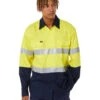 Bisley 3M Taped Cool Lightweight Shirt LS - Yellow/Navy -Cheap Bisley || CATerpillar || UNIT Store BS6896 yellow navy