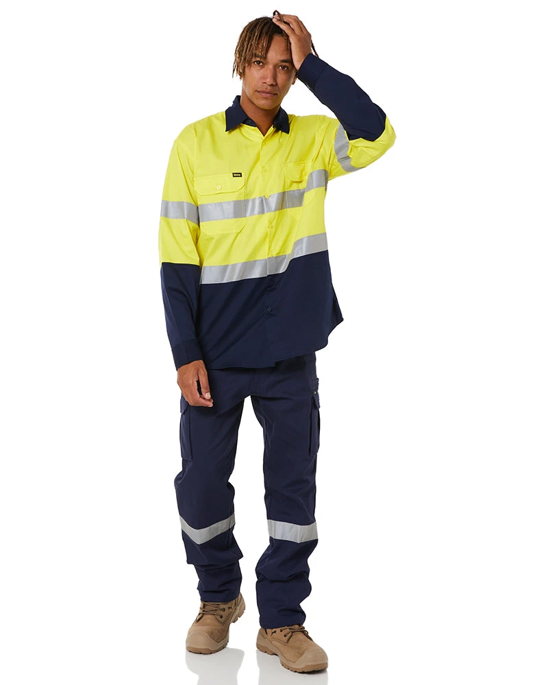 Bisley 3M Taped Cool Lightweight Shirt LS - Yellow/Navy 4 Bisley 3M Taped Cool Lightweight Shirt LS - Yellow/Navy - Image 2