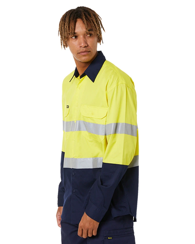 Bisley 3M Taped Cool Lightweight Shirt LS - Yellow/Navy 5 Bisley 3M Taped Cool Lightweight Shirt LS - Yellow/Navy - Image 3