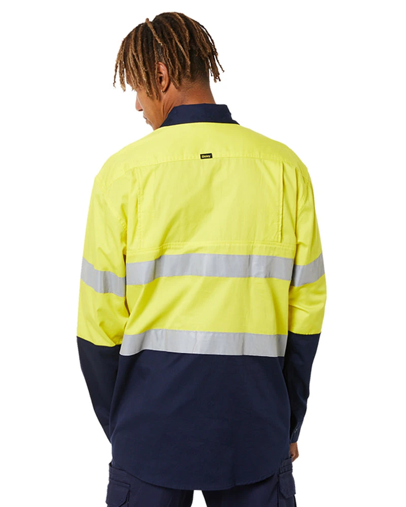 Bisley 3M Taped Cool Lightweight Shirt LS - Yellow/Navy 6 Bisley 3M Taped Cool Lightweight Shirt LS - Yellow/Navy - Image 4
