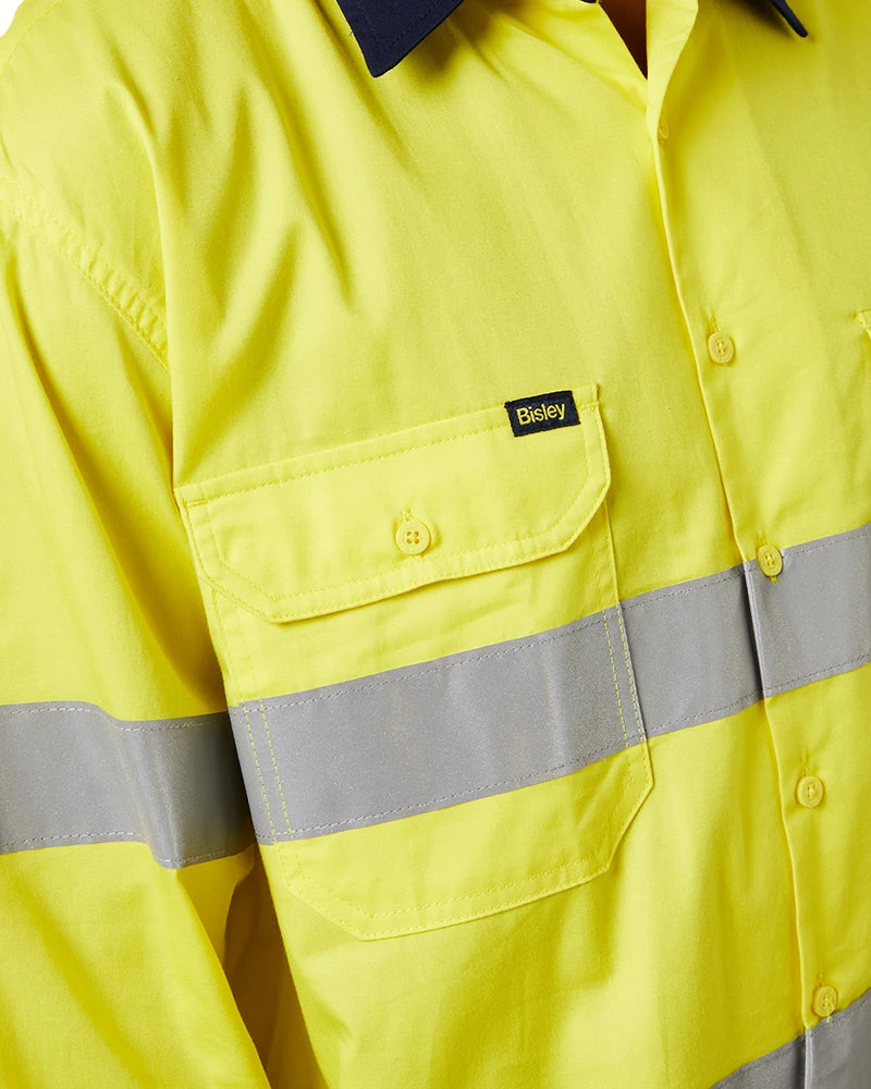 Bisley 3M Taped Cool Lightweight Shirt LS - Yellow/Navy 7 Bisley 3M Taped Cool Lightweight Shirt LS - Yellow/Navy - Image 5