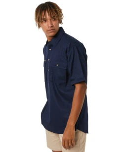 Bisley Closed Front Mens Cotton Drill SS Shirt - Navy 9 Bisley Closed Front Mens Cotton Drill SS Shirt - Navy -Cheap Bisley || CATerpillar || UNIT Store BSC1433 navy 03