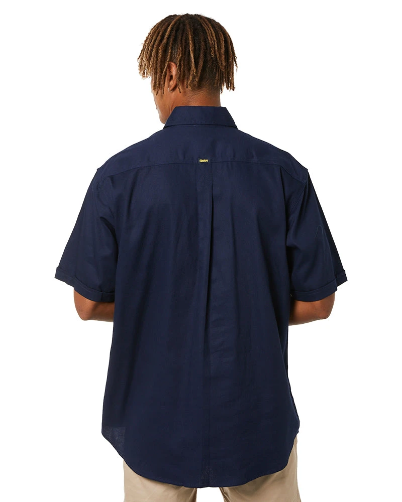 Bisley Closed Front Mens Cotton Drill SS Shirt - Navy 6 Bisley Closed Front Mens Cotton Drill SS Shirt - Navy - Image 4