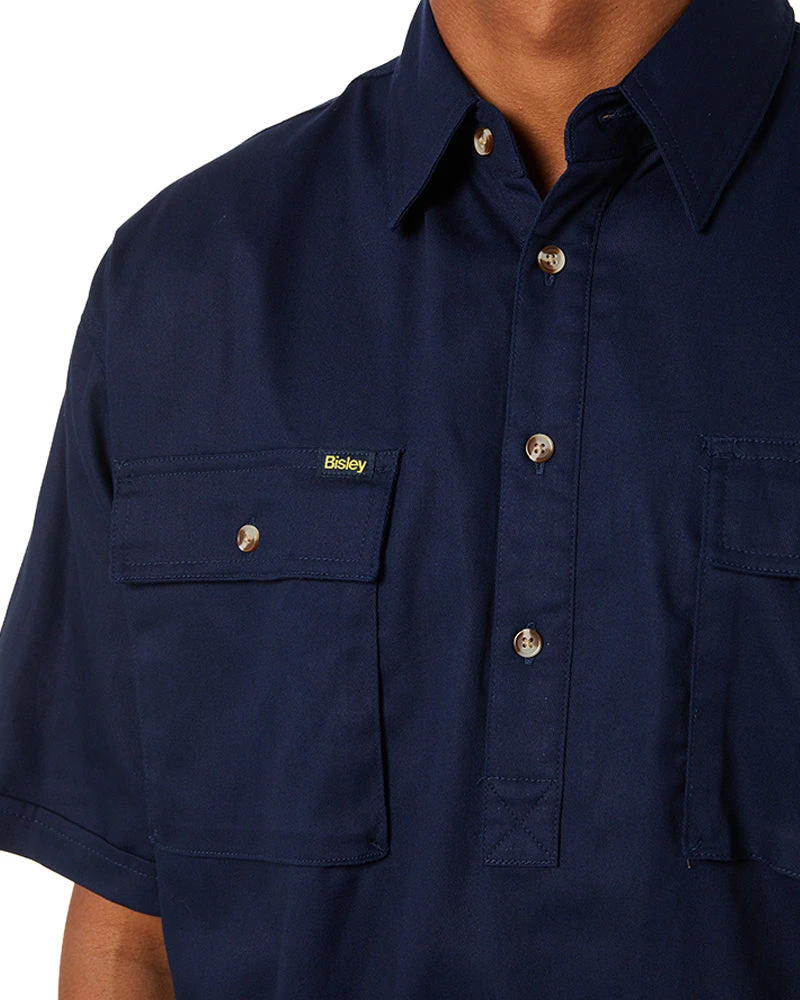 Bisley Closed Front Mens Cotton Drill SS Shirt - Navy 7 Bisley Closed Front Mens Cotton Drill SS Shirt - Navy - Image 5