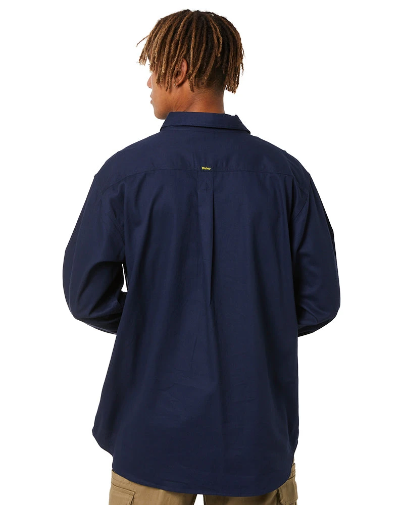 Bisley Closed Front Mens Cotton Drill LS Shirt - Navy 6 Bisley Closed Front Mens Cotton Drill LS Shirt - Navy - Image 4