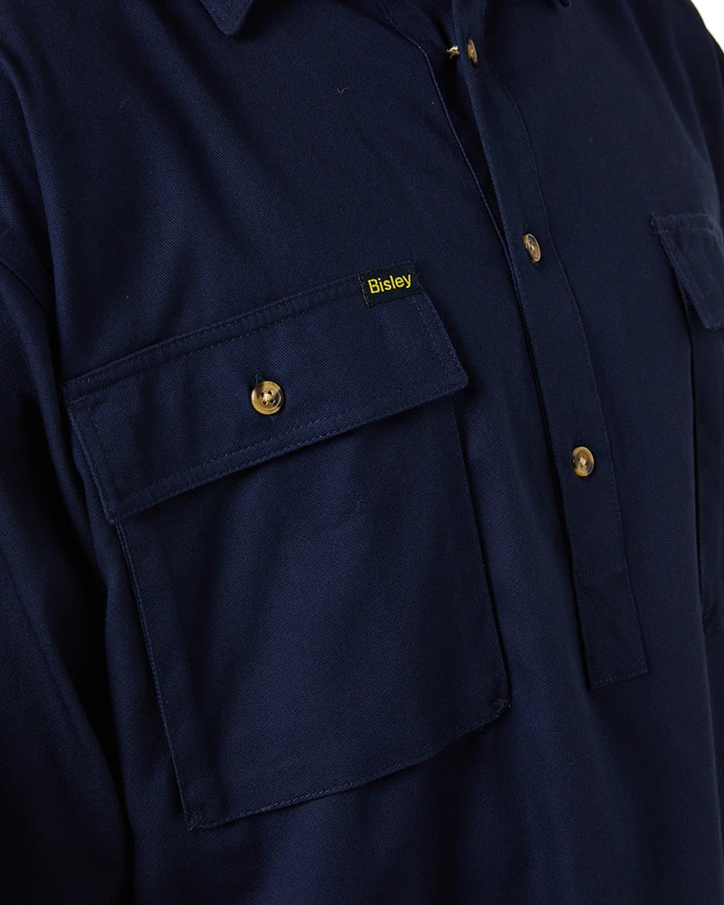 Bisley Closed Front Mens Cotton Drill LS Shirt - Navy 7 Bisley Closed Front Mens Cotton Drill LS Shirt - Navy - Image 5